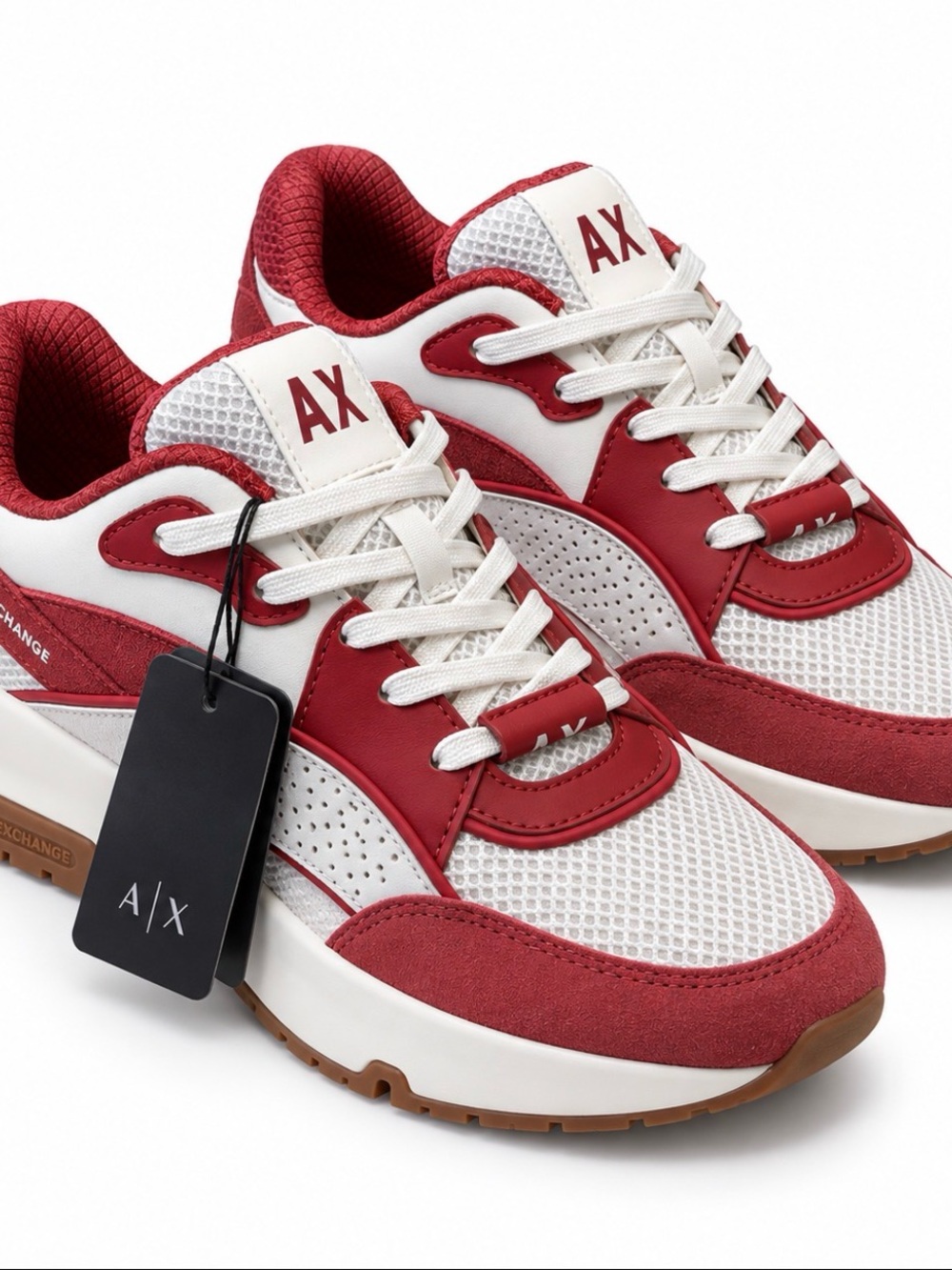 A|X Armani Exchange XUX268 Men’s Sneakers Burgundy White Size 11 New
